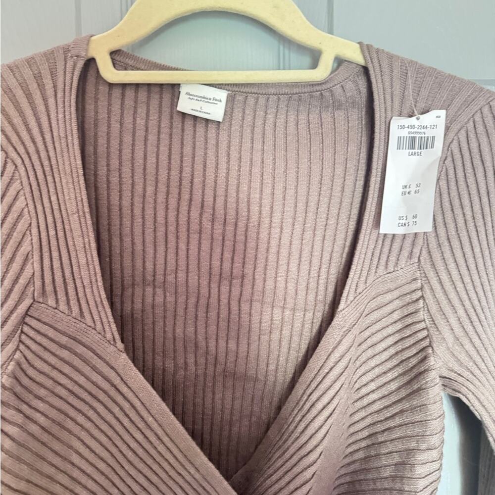Abercrombie & Fitch Brown Ribbed Wrap Sweater - Picture 3 of 4